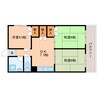 近鉄難波線・奈良線/富雄駅 徒歩1分 4階 築44年 3DKの間取り