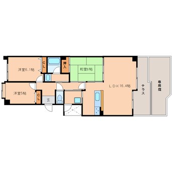 間取図 近鉄難波線・奈良線/学園前駅 徒歩10分 1階 築35年