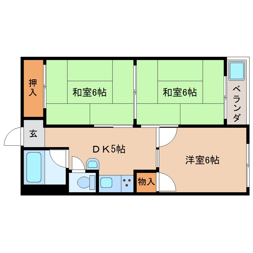 間取図 近鉄難波線・奈良線/学園前駅 徒歩5分 3階 築53年