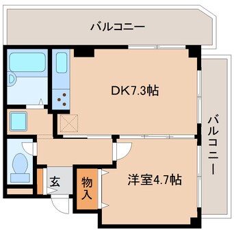 間取図 近鉄難波線・奈良線/学園前駅 徒歩9分 4階 築38年