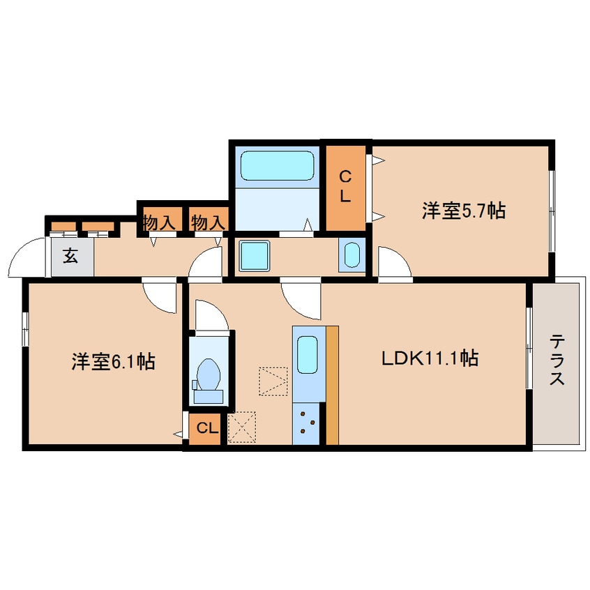 間取図 近鉄難波線・奈良線/学園前駅 バス7分中山町西一丁目下車:停歩6分 1階 築4年