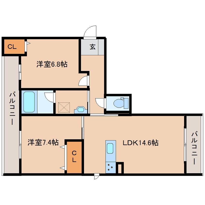 間取図 近鉄難波線・奈良線/学園前駅 バス10分朝日町一丁目下車:停歩8分 3階 築2年