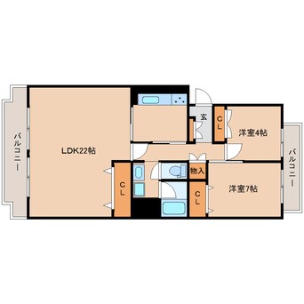 間取図 近鉄難波線・奈良線/富雄駅 徒歩6分 3階 築39年