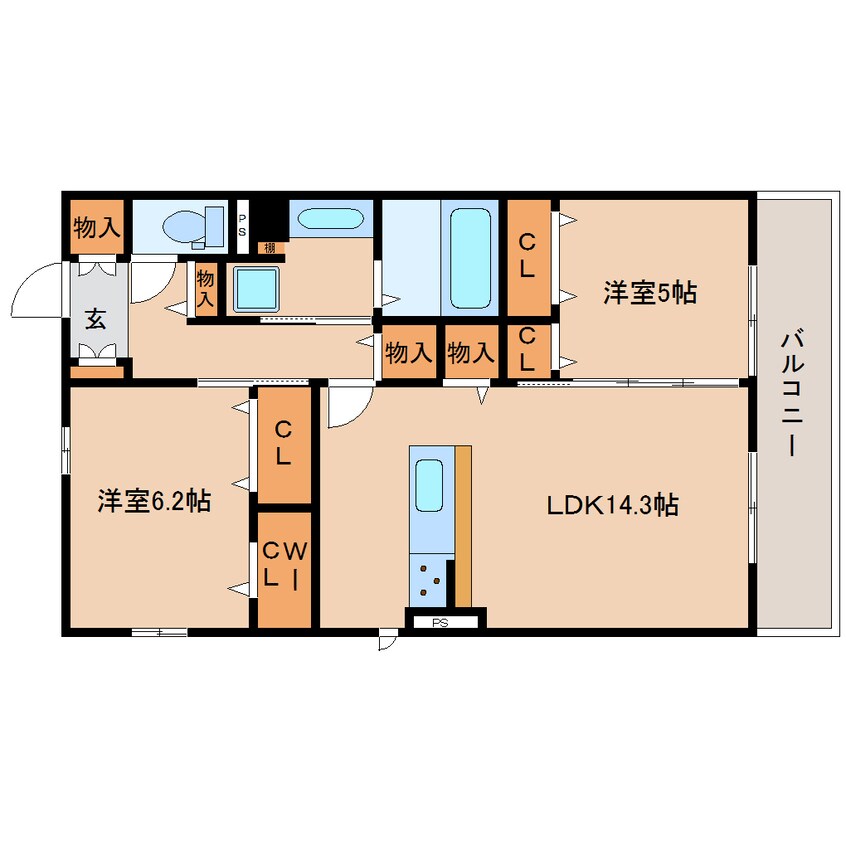 間取図 近鉄難波線・奈良線/学園前駅 徒歩14分 2階 築1年