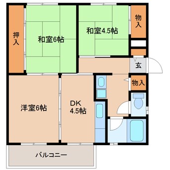 間取図 近鉄けいはんな線/学研奈良登美ケ丘駅 徒歩15分 5階 築55年