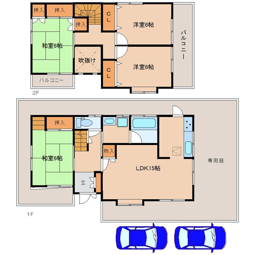 間取図 近鉄けいはんな線/学研奈良登美ケ丘駅 徒歩22分 1-2階 築22年