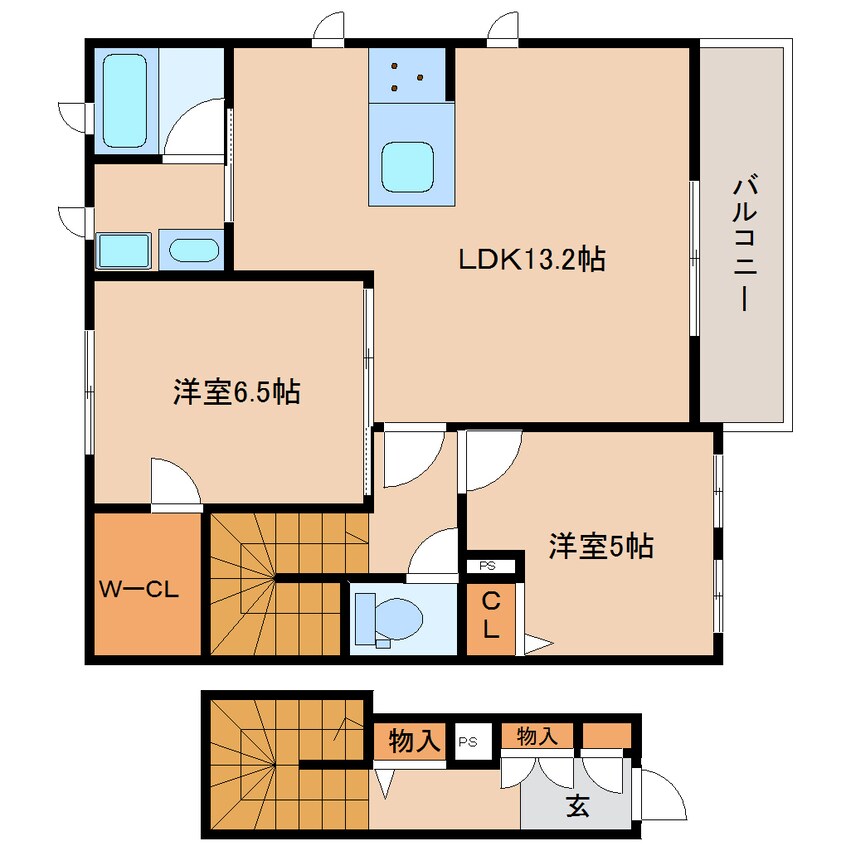 間取図 近鉄難波線・奈良線/富雄駅 徒歩11分 2階 築2年