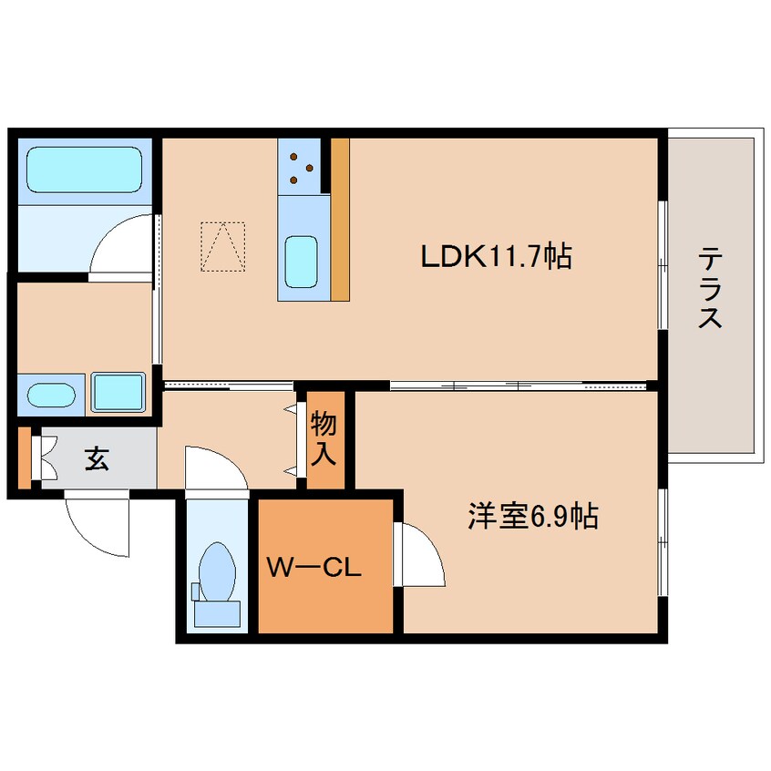 間取図 近鉄難波線・奈良線/大和西大寺駅 バス14分平城中山北口下車:停歩2分 1階 築2年