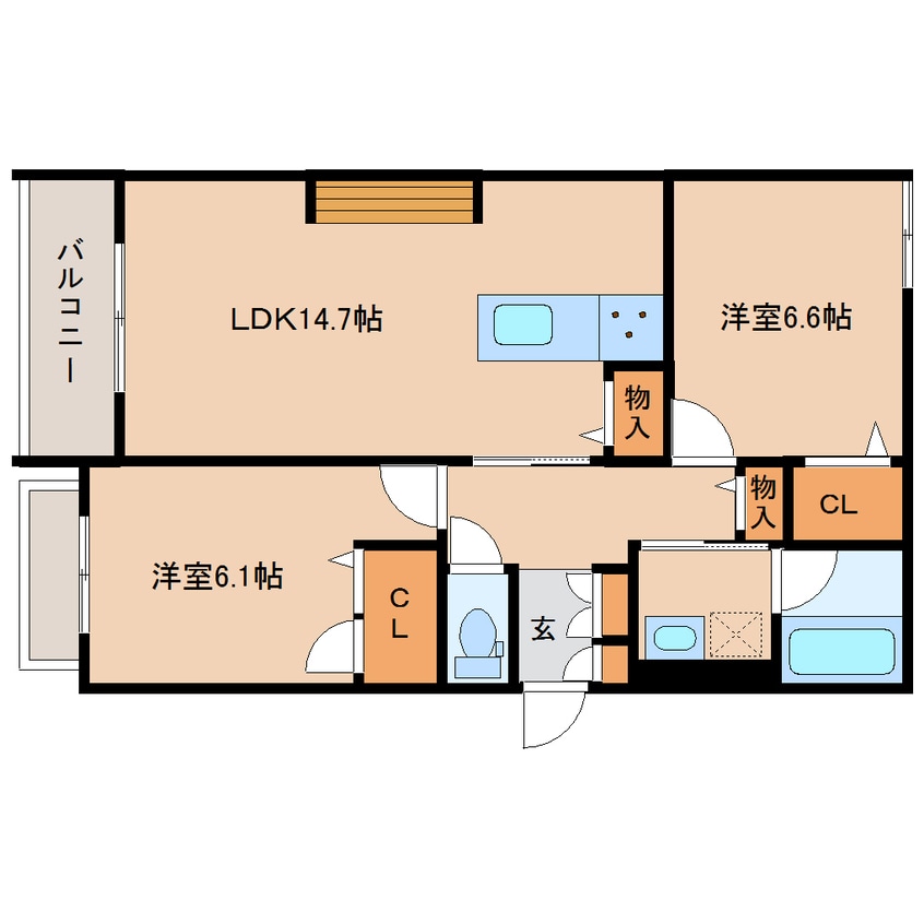 間取図 近鉄難波線・奈良線/学園前駅 徒歩6分 2階 築1年