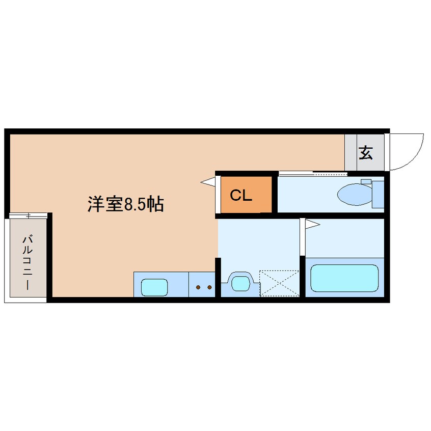 間取図 近鉄難波線・奈良線/富雄駅 徒歩3分 2階 1年未満