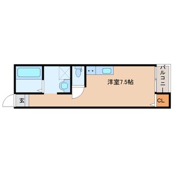 間取図 近鉄難波線・奈良線/富雄駅 徒歩3分 2階 1年未満