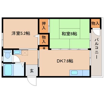 間取図 近鉄けいはんな線/学研奈良登美ケ丘駅 徒歩20分 3階 築54年