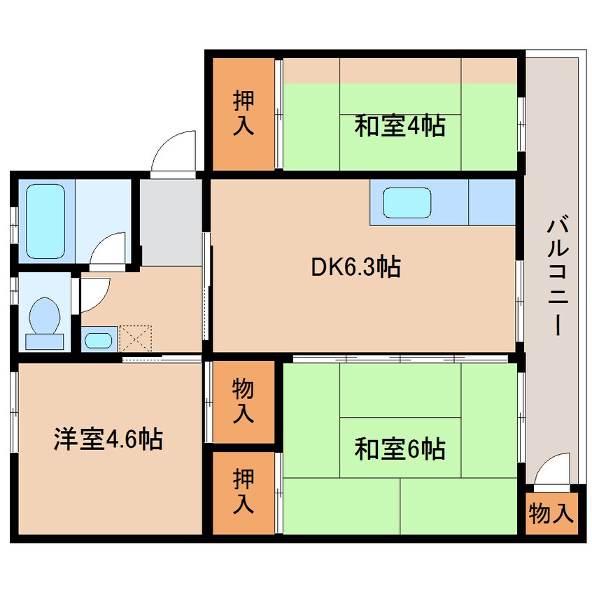 間取図 近鉄けいはんな線/学研奈良登美ケ丘駅 徒歩20分 4階 築54年