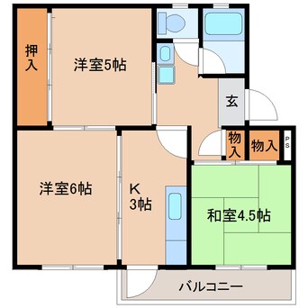 間取図 近鉄けいはんな線/学研奈良登美ケ丘駅 徒歩18分 1階 築54年