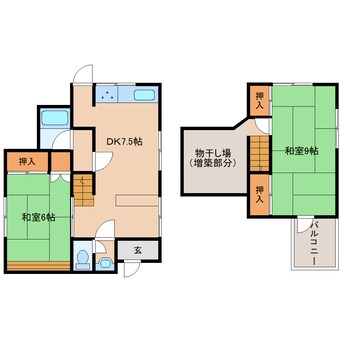 間取図 近鉄難波線・奈良線/学園前駅 徒歩15分 1階 築60年