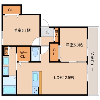間取図 近鉄難波線・奈良線/学園前駅 徒歩3分 2階 建築中