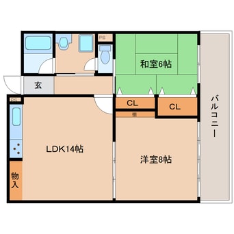 間取図 近鉄難波線・奈良線/学園前駅 バス7分奈良国際ゴルフ場前下車:停歩3分 5階 築46年