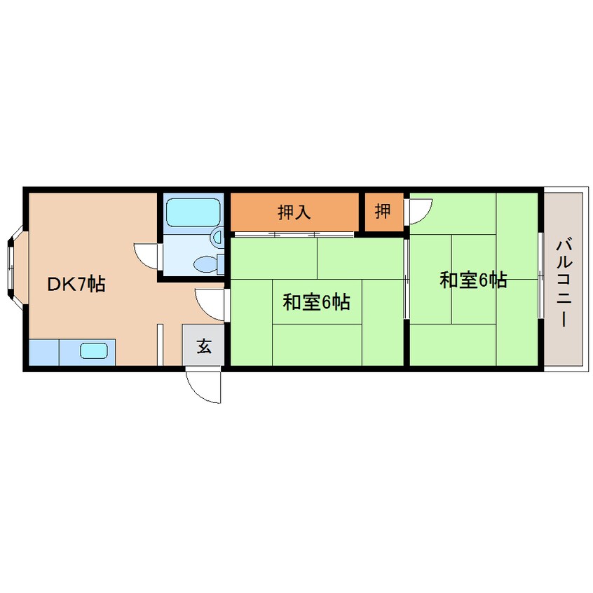 間取図 近鉄生駒線/南生駒駅 徒歩3分 3階 築40年