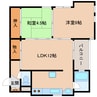 近鉄生駒線/一分駅 徒歩6分 2階 築34年 2LDKの間取り