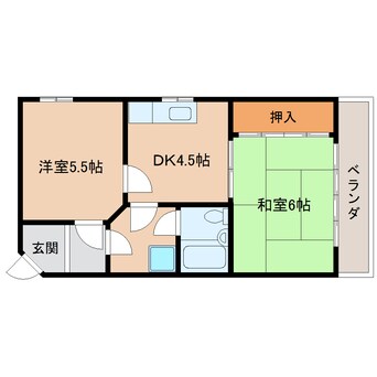 間取図 近鉄難波線・奈良線/生駒駅 徒歩5分 3階 築39年