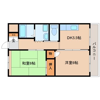 間取図 近鉄難波線・奈良線/東生駒駅 徒歩6分 1階 築29年