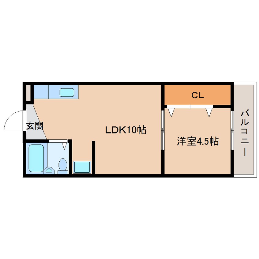 間取図 近鉄難波線・奈良線/生駒駅 徒歩10分 3階 築56年