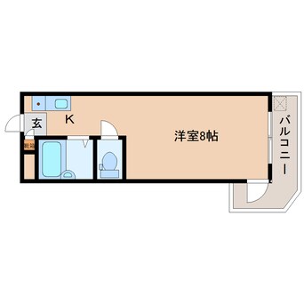 間取図 近鉄難波線・奈良線/生駒駅 徒歩5分 2階 築36年