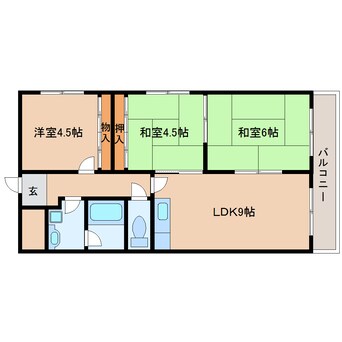 間取図 近鉄難波線・奈良線/東生駒駅 徒歩5分 2階 築36年