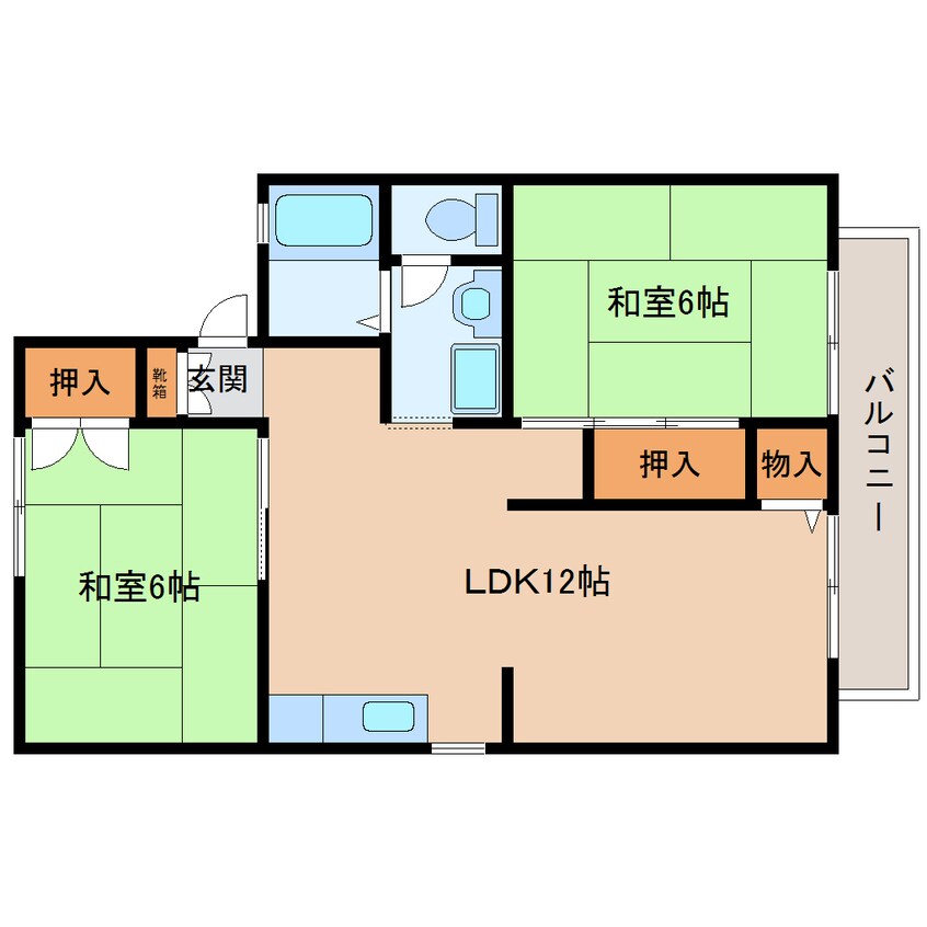 間取図 近鉄難波線・奈良線/生駒駅 徒歩5分 2階 築34年