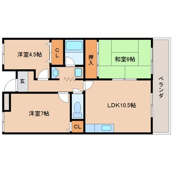 間取図 近鉄難波線・奈良線/東生駒駅 徒歩5分 1階 築28年