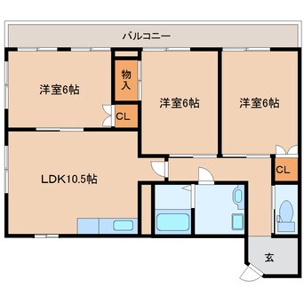 間取図 近鉄難波線・奈良線/東生駒駅 徒歩11分 2階 築29年