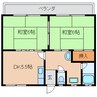 近鉄難波線・奈良線/東生駒駅 徒歩6分 1階 築38年 2DKの間取り