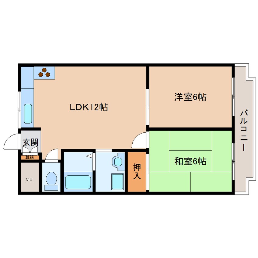 間取図 近鉄生駒線/南生駒駅 徒歩8分 1階 築32年