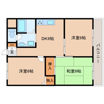 間取図 近鉄生駒線/南生駒駅 徒歩7分 2階 築34年