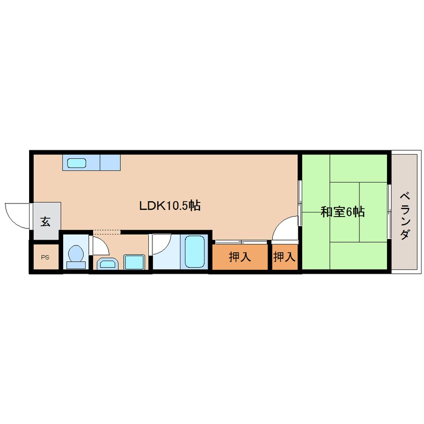 間取図 近鉄難波線・奈良線/東生駒駅 徒歩10分 2階 築33年