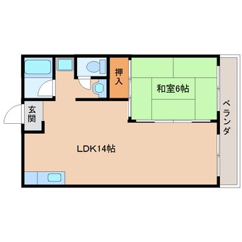 間取図 近鉄難波線・奈良線/東生駒駅 徒歩10分 1階 築34年