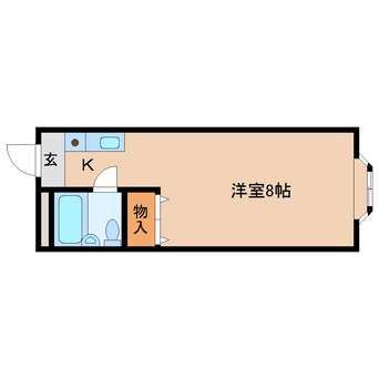 間取図 近鉄難波線・奈良線/生駒駅 徒歩8分 2階 築40年
