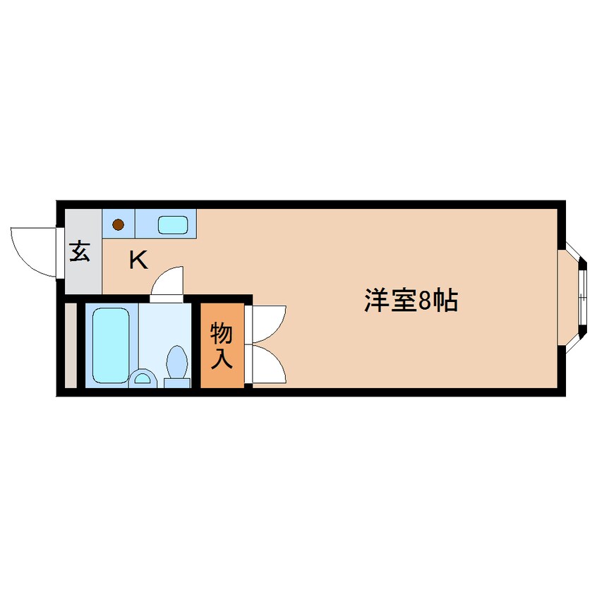 間取図 近鉄難波線・奈良線/生駒駅 徒歩8分 1階 築39年