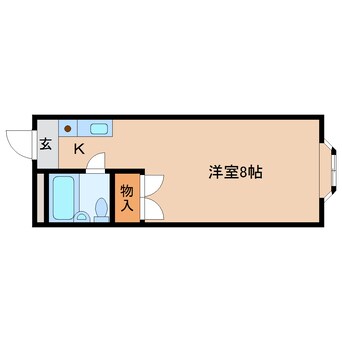 間取図 近鉄難波線・奈良線/生駒駅 徒歩8分 1階 築39年
