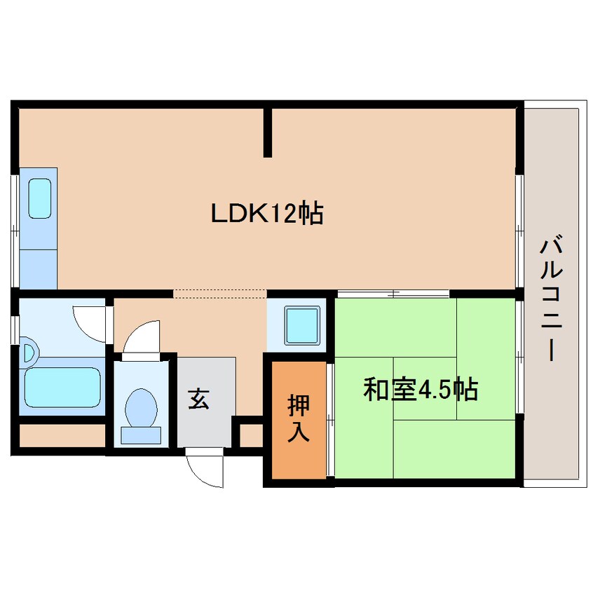 間取図 近鉄難波線・奈良線/東生駒駅 徒歩10分 1階 築49年