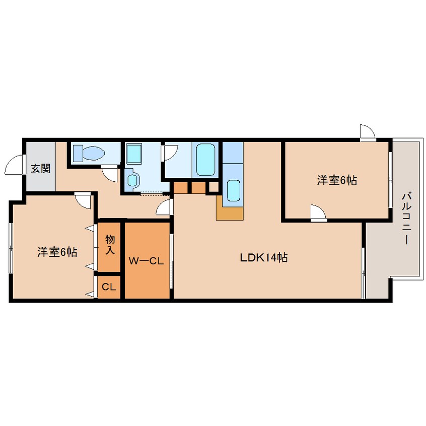 間取図 近鉄難波線・奈良線/生駒駅 バス7分松美台下車:停歩1分 3階 築35年