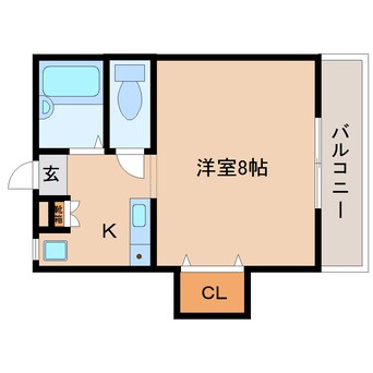 間取図 近鉄難波線・奈良線/東生駒駅 徒歩7分 2階 築25年