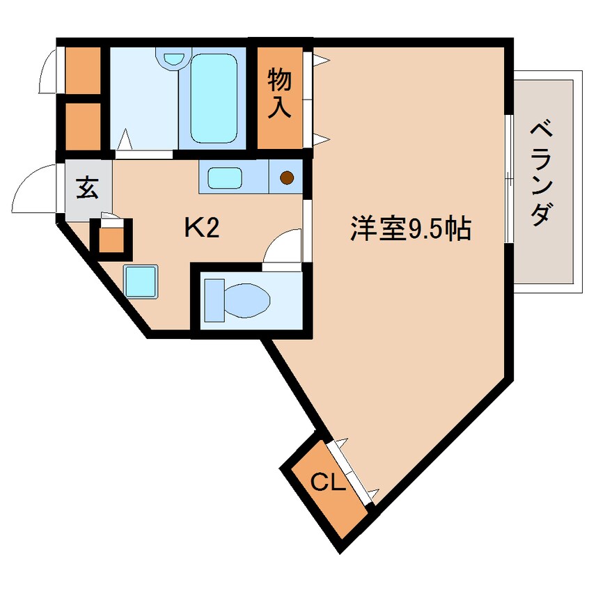 間取図 近鉄難波線・奈良線/東生駒駅 徒歩7分 2階 築26年