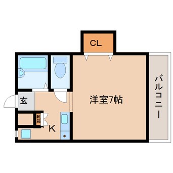 間取図 近鉄難波線・奈良線/東生駒駅 徒歩7分 2階 築25年