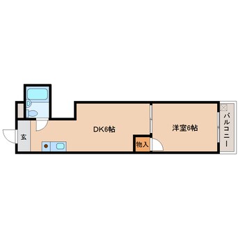 間取図 近鉄難波線・奈良線/東生駒駅 徒歩19分 4階 築34年