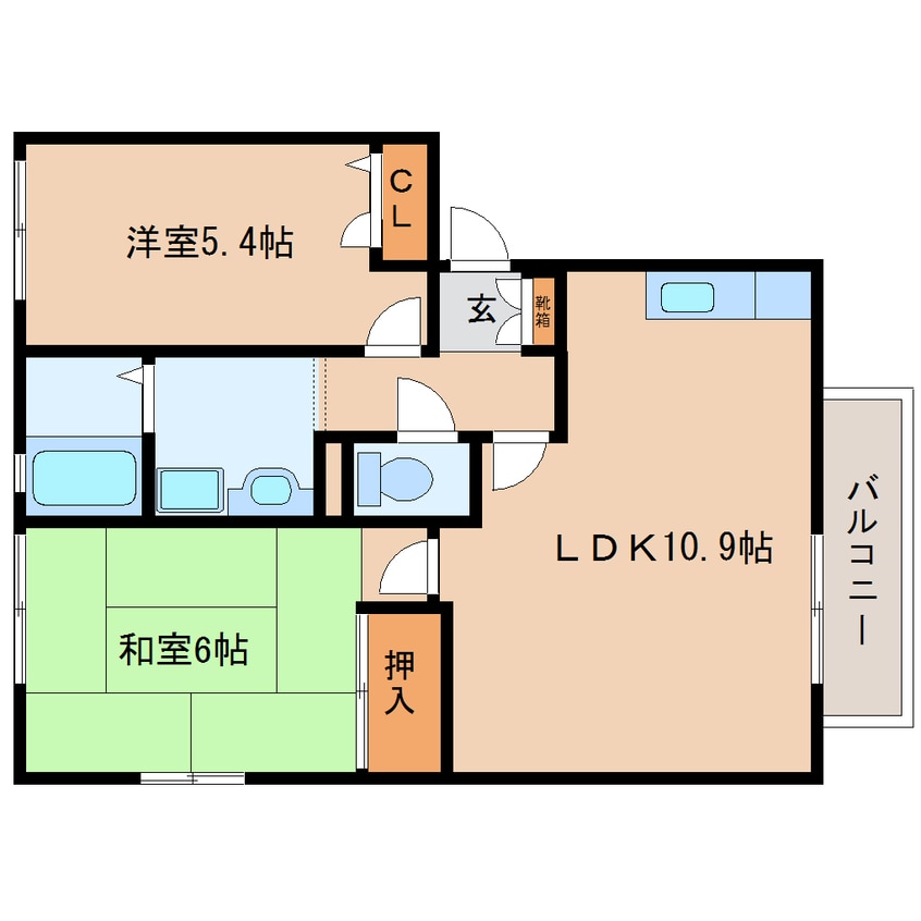 間取図 近鉄生駒線/南生駒駅 徒歩11分 2階 築27年