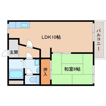 間取図 近鉄生駒線/南生駒駅 徒歩5分 2階 築36年