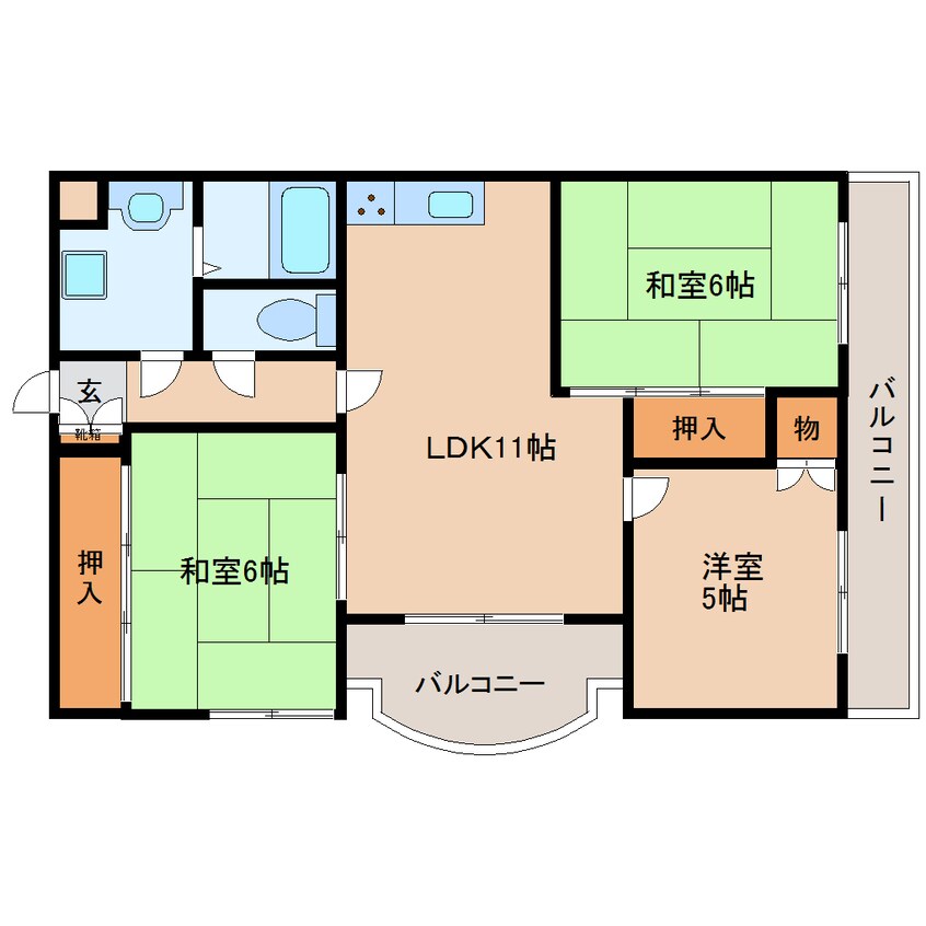 間取図 近鉄難波線・奈良線/東生駒駅 徒歩2分 4階 築32年