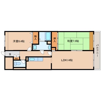 間取図 近鉄難波線・奈良線/生駒駅 徒歩1分 3階 築27年