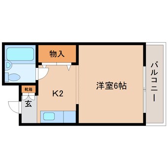 間取図 近鉄難波線・奈良線/生駒駅 徒歩2分 3階 築38年